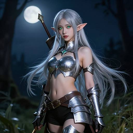 Moonlit Elf Archer Portrait