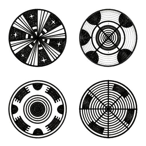 Abstract Black and White Circular Designs