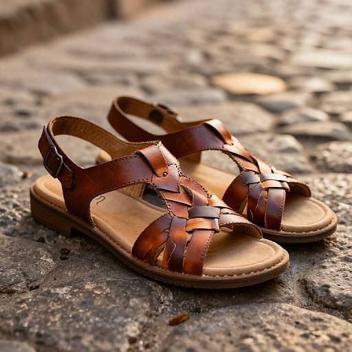 Traditional Huarache Sandals on Cobblestone