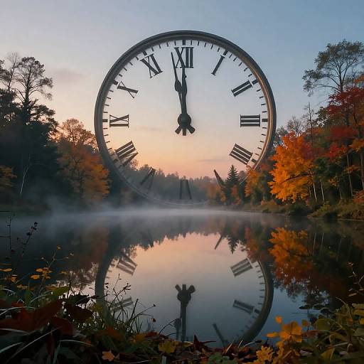 Surreal Landscape with Autumn Clock