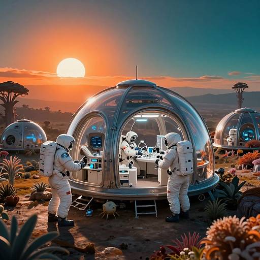 Futuristic Space Colony on Alien Planet