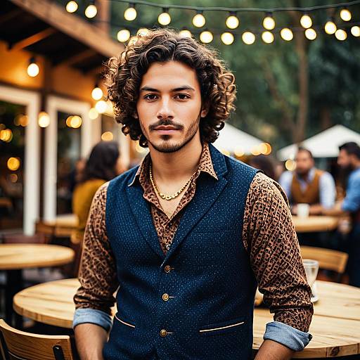 Stylish Bohemian Male Outfit in Cafe