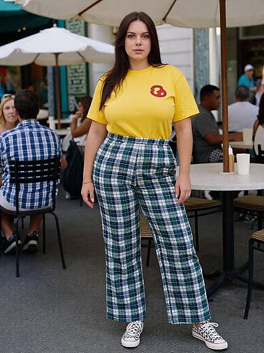 Curvy Woman in Vibrant Streetwear