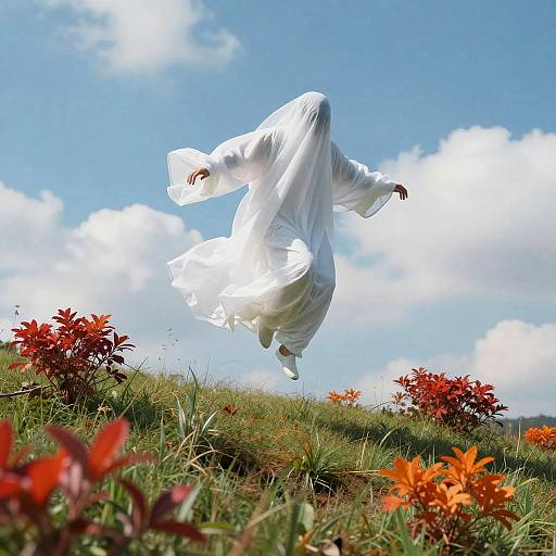 Ethereal Ghostly Figure Over Hill