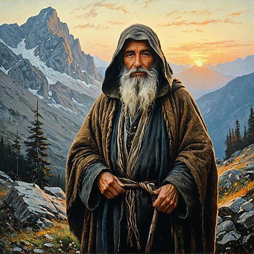 Grizzled Mountain Hermit at Sunrise