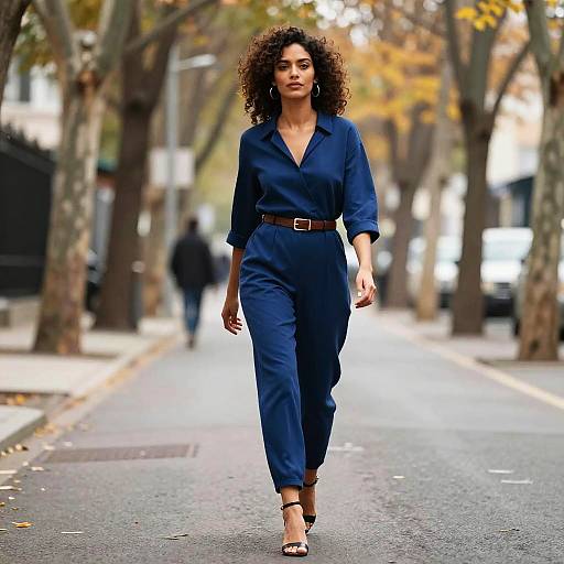 Autumn City Chic Curly-Haired Woman