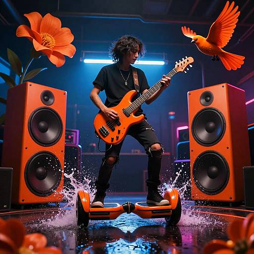 Futuristic Hoverboard Bassist Splash