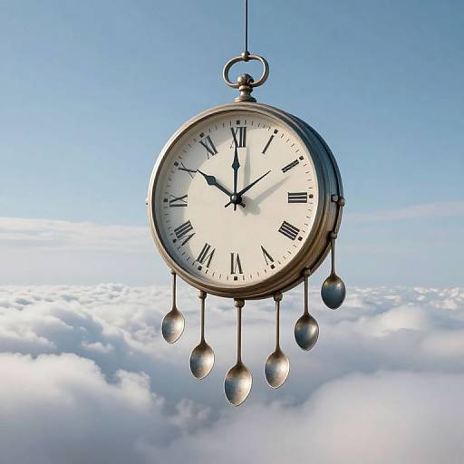 Surreal Clock Above Cloud Sea
