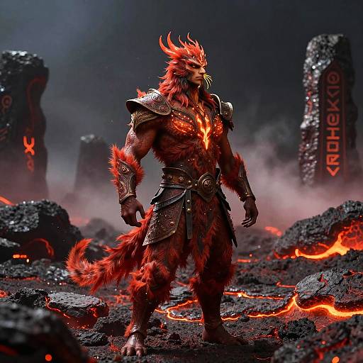 Epic Male Phoenix Warrior in Volcanic Ash