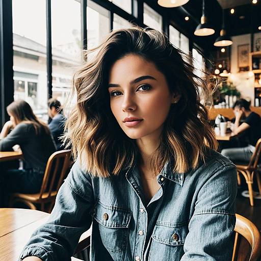 Textured Blowout Hairstyle in Café