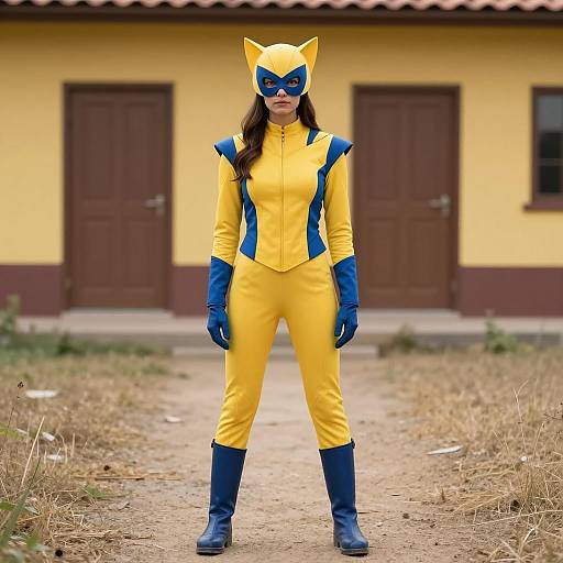Woman in Yellow Wolverine-Inspired Costume