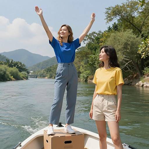 Two Women on a Boat Adventure