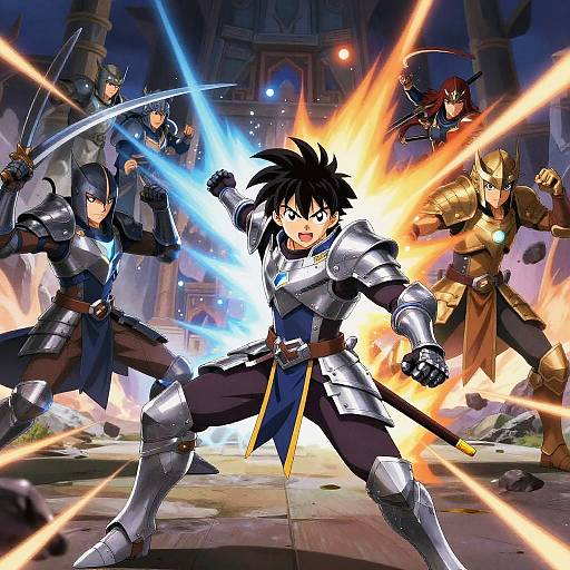 Anime Fantasy Battle Scene Illustration