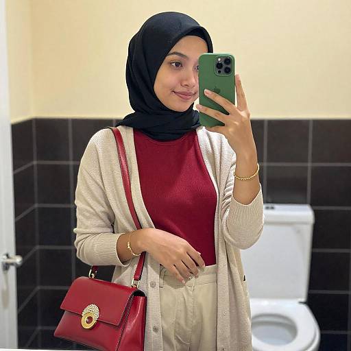 Young Asian Woman Mirror Selfie