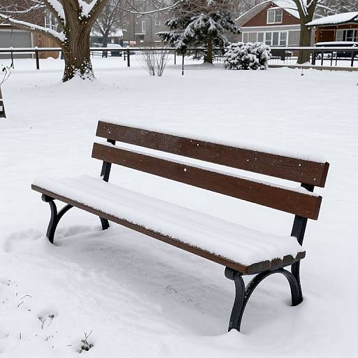 Snowy Bench in Winter Scene