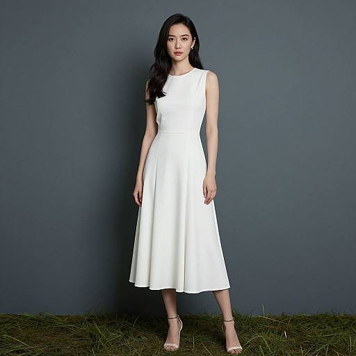 Elegant Woman in White Dress