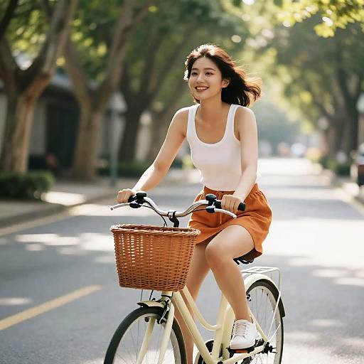Joyful Bicycle Ride on Sunny Street