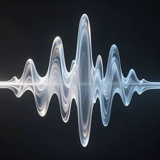 Photograph of a wavy, white, neon-like light wave against a dark blue background, resembling an ECG heartbeat or a sine wave.