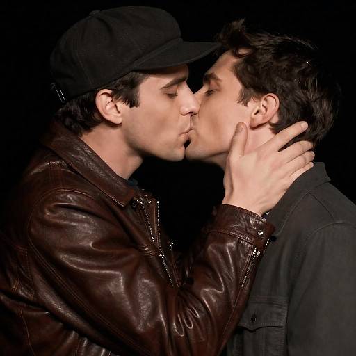 Intense Moment: Two Men Kissing