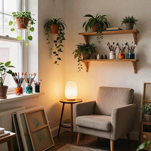 Cozy Artistic Studio with Plants