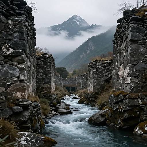 Serene River Through Ancient Stones