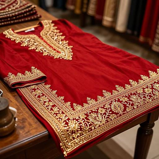 Close-Up of Hand-Embroidered Punjabi Suit