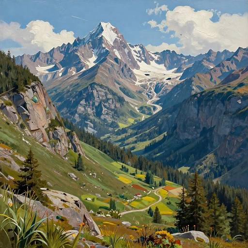 Hyper-Realistic Mountain Landscape Painting