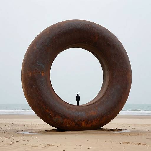 Colossal Rusted Ring on Beach