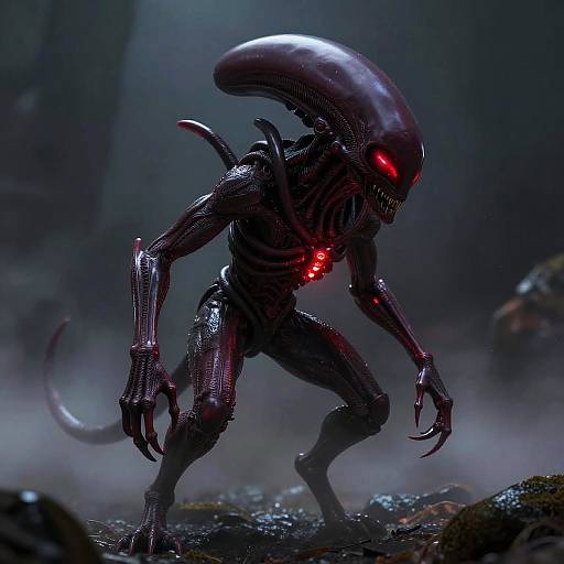 Luminescent Alien Beast in Giger Style