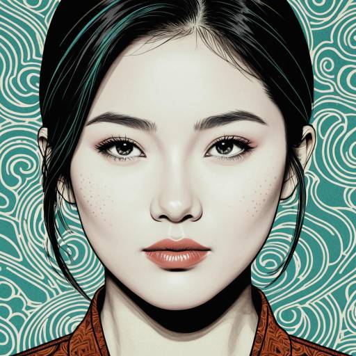 Stylized Upper-Body Portrait of Asian Woman Stylized Upper-Body Portrait of Asian Woman