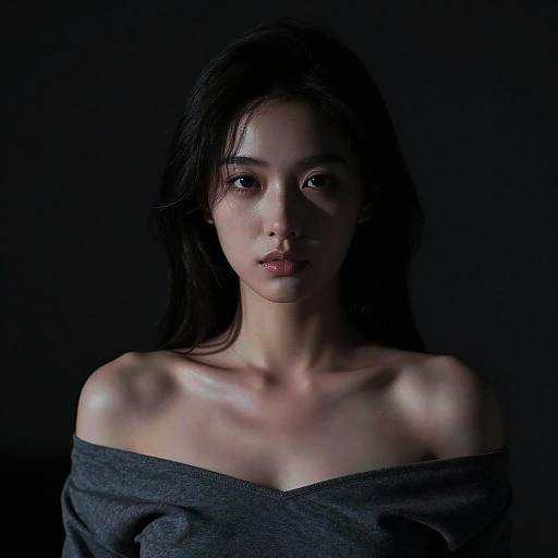 Portrait of Young Woman in Low Key Lighting