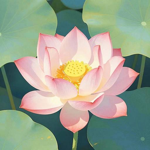 Dreamy Whimsical Lotus Flowers Illustration
