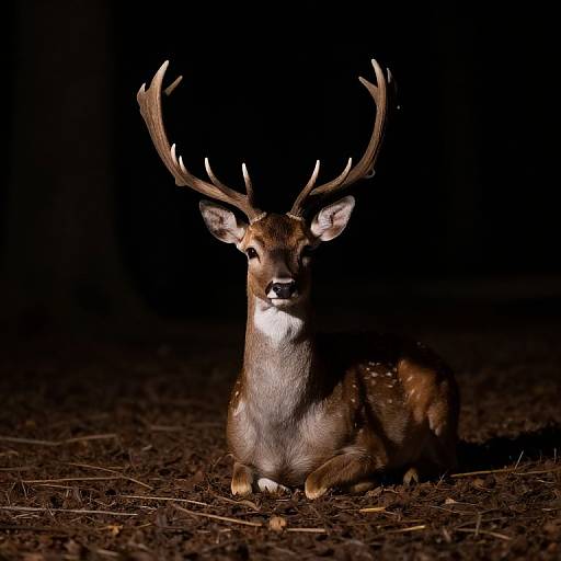Photorealistic Fawn in Forest Night