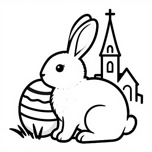 Easter Bunny and Church Vector Art