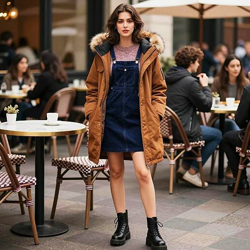 Stylish Pear-Shaped Woman in Cozy Layers