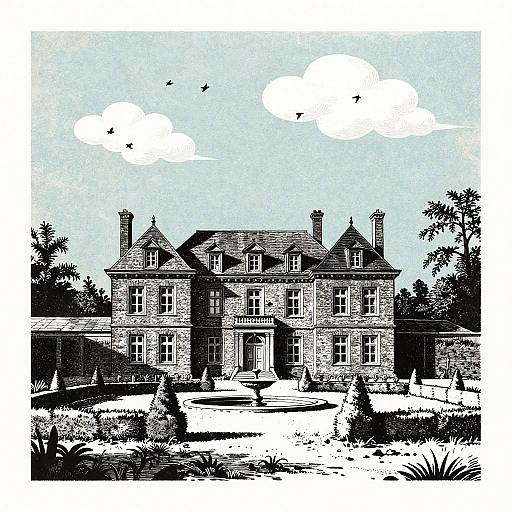 Georgian Manor House Engraving