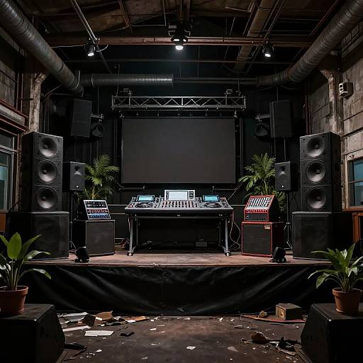 Industrial DJ Stage with Moody Lighting