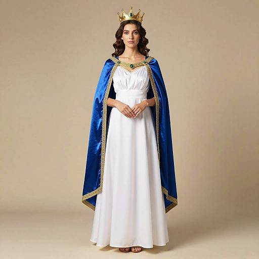 Woman in Grecian costume with crown and cape