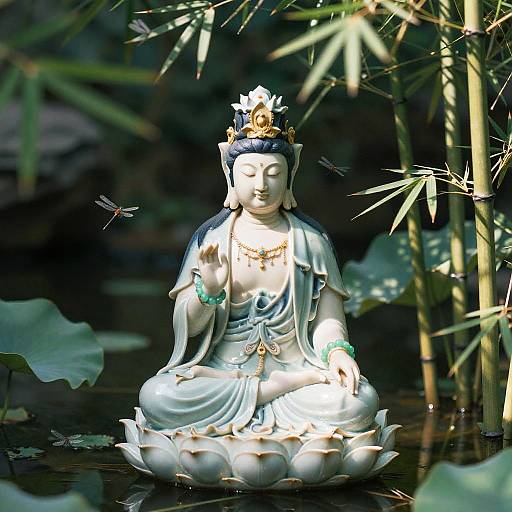 Porcelain Avalokiteshvara in Lotus Pond