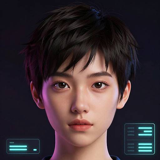 Cyberpunk Short Hair Digital Transformation