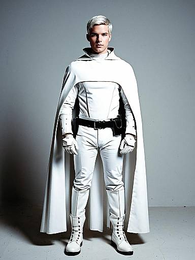 White-Caped Hero in Full Costume