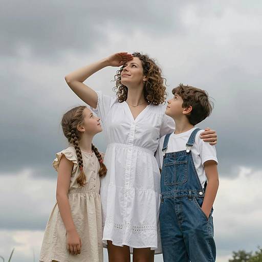 Family Portrait Under Dramatic Clouds