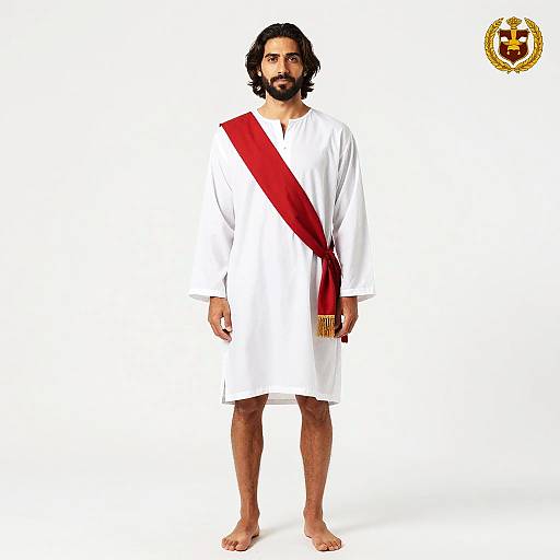 Man in White Tunic with Red Sash