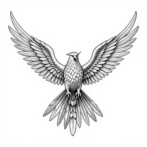 Ultra-Detailed Frontal Flying Phoenix