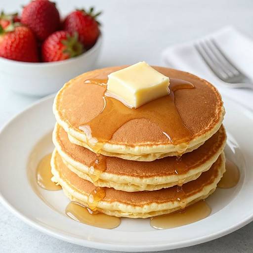 Golden Buttermilk Pancakes with Strawberries