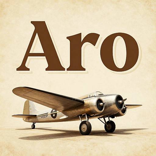 Vintage Aero Font on Retro Airplane Poster