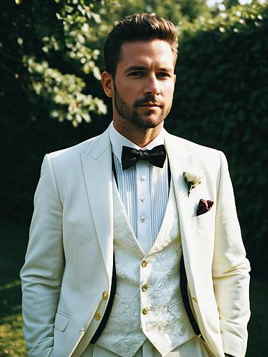 Groom in Elegant Summer Wedding Suit