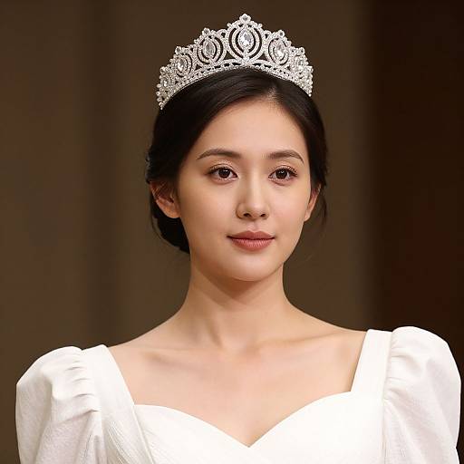 Close-Up of Woman in White Gown