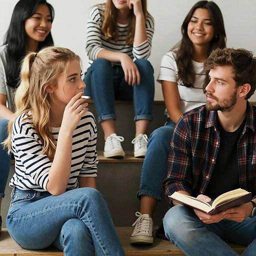 Realistic Indoor Casual Group Portrait