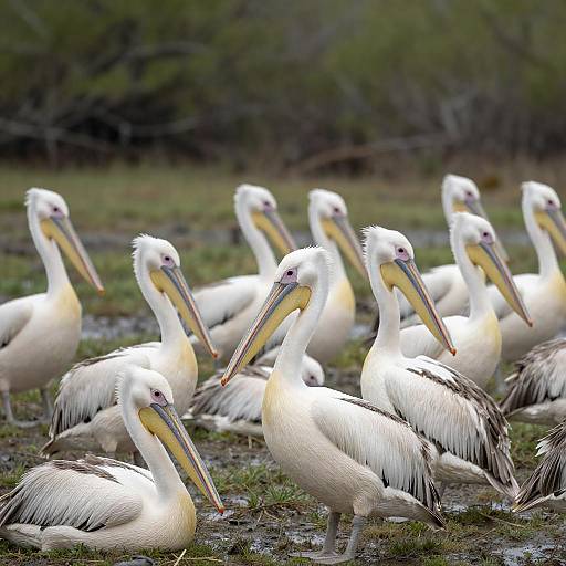 Serene Pelicans in Wetland Habitat